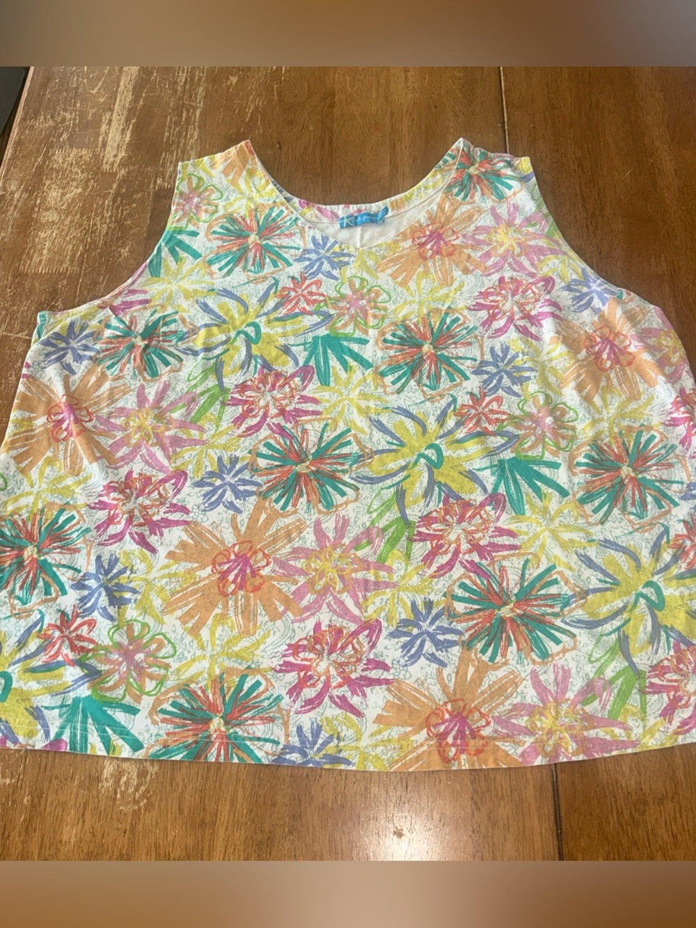 Fresh Produce Womens Tank Coastal Beach Summer Cruise  Floral Boho Plus Size 3X